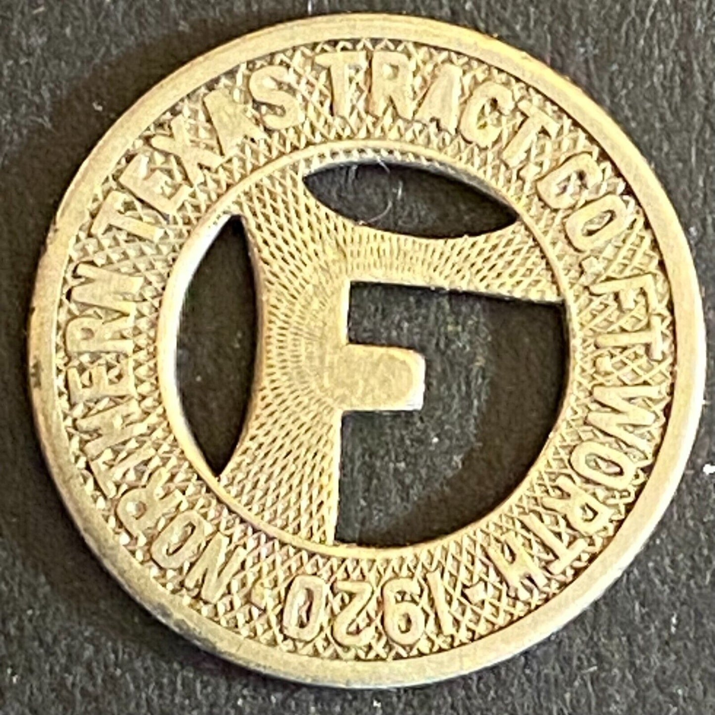 Northern Texas Traction F. Worth 1920 G/F One City Fare Token 16mm - Scarce