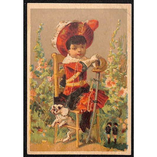 Great Atlantic and Pacific Tea Co. A&P Victorian Trade Card Girl Sword Soldier