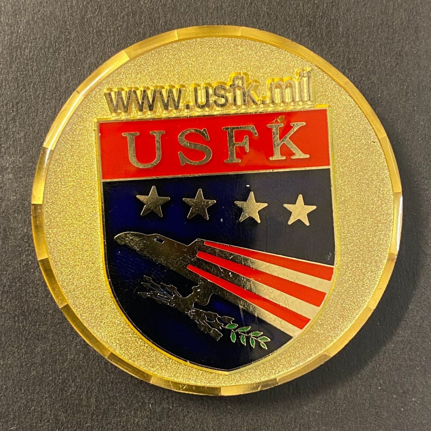 Yongsan AFB USFK Medallion 50mm 53g 1.8oz Flags Enamel w/ Resin Coat