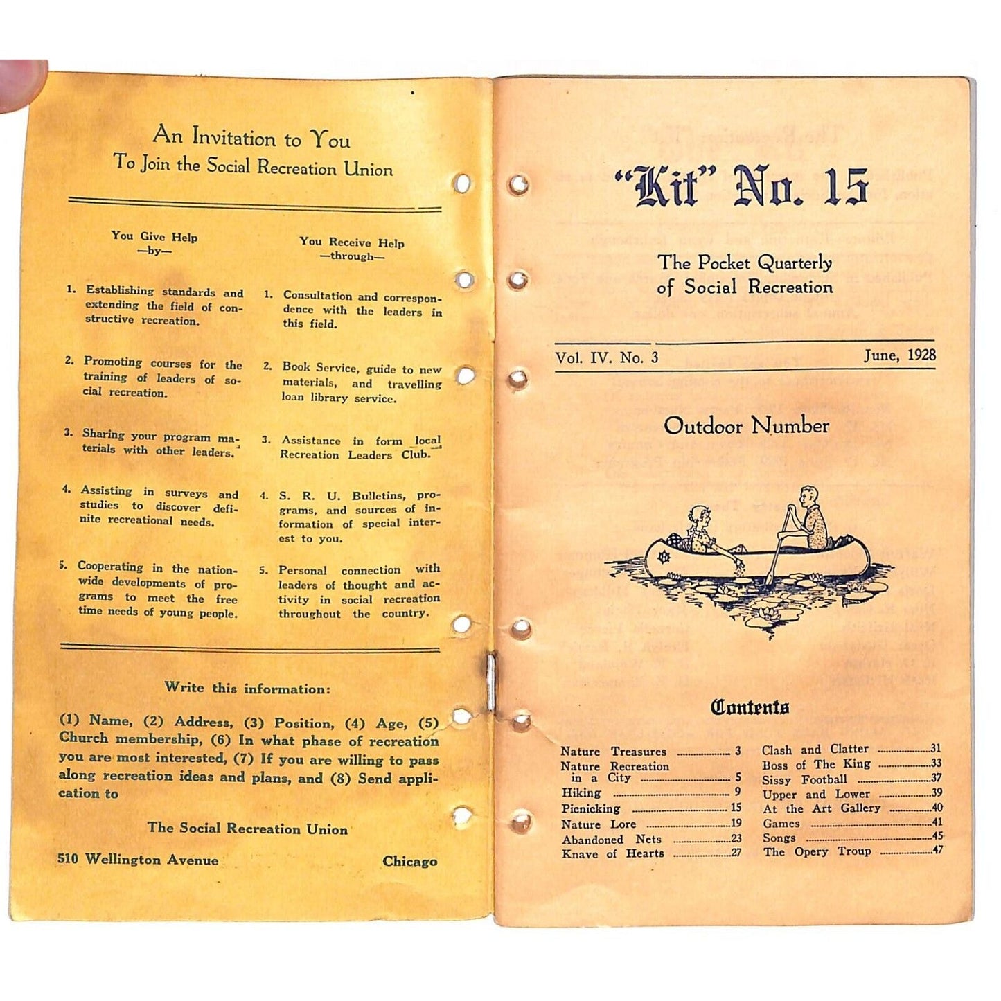 1928 Church Recreation Service Chicago "The Kit" Outdoor Activities Booklet 48pp