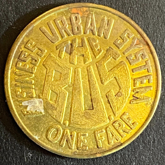Business Urban System (Gallup, NM) One Fare Bus Token 23mm c1976 Scarce (#2)