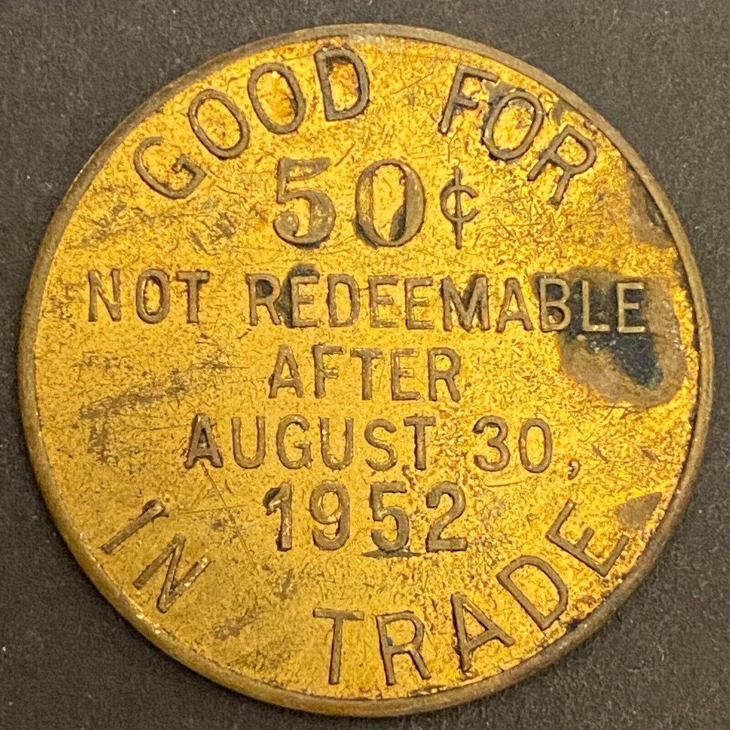 Newark, Ohio Sesquicentennial 1802 - 1952 G/F 50¢ Brass Trade Token 32mm (#14)