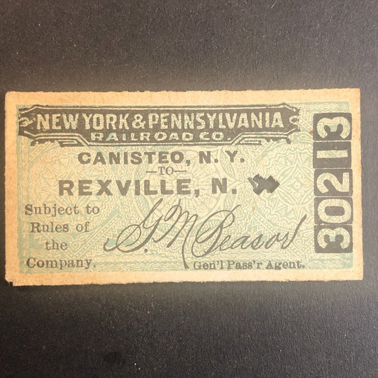 New York & Pennsylvania Railroad July 7 1917 Rexville, NY Ticket #30213