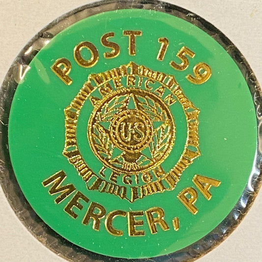 Mercer, PA American Legion Post 159 c1980's Plastic Token "G/F One Soda"