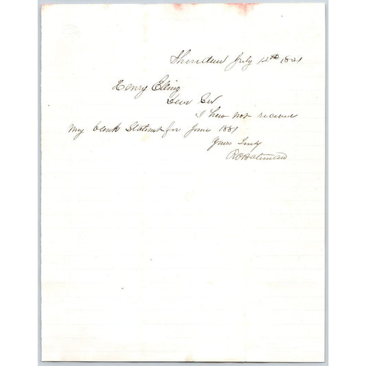 1881 ALS R.P. Bateman Dry Goods Sheridan, MT to Henry Elling* Virginia City, MT