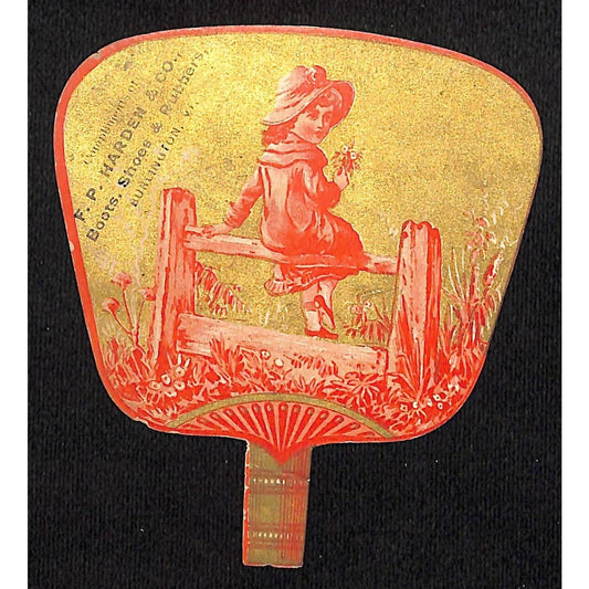 Burlington, VT F.P. Harden & Co. Boots Shoes Fan Shaped Victorian Trade Card