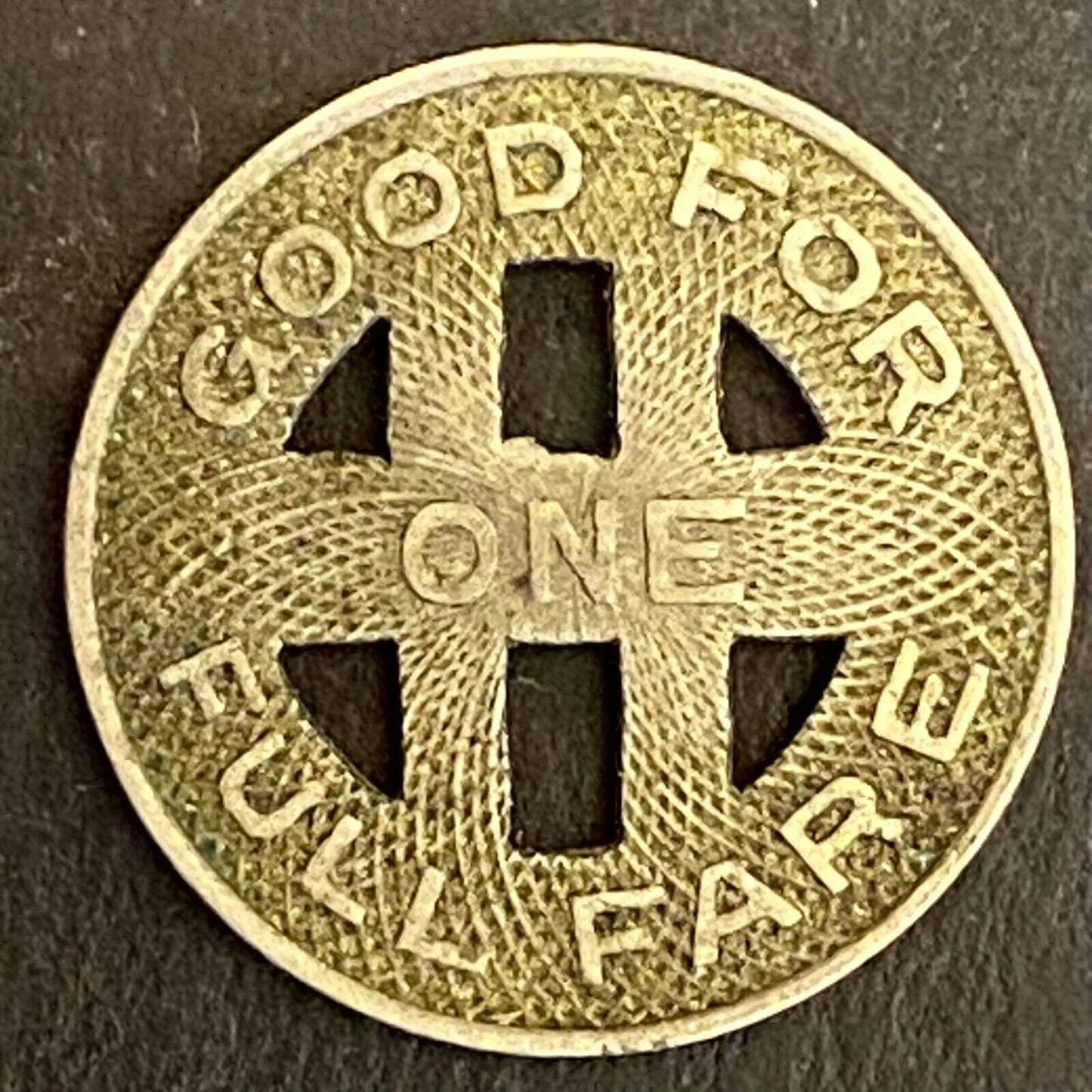 Honolulu Rapid Transit 1924 G/F One Full Fare Transit Token 16mm (#10)