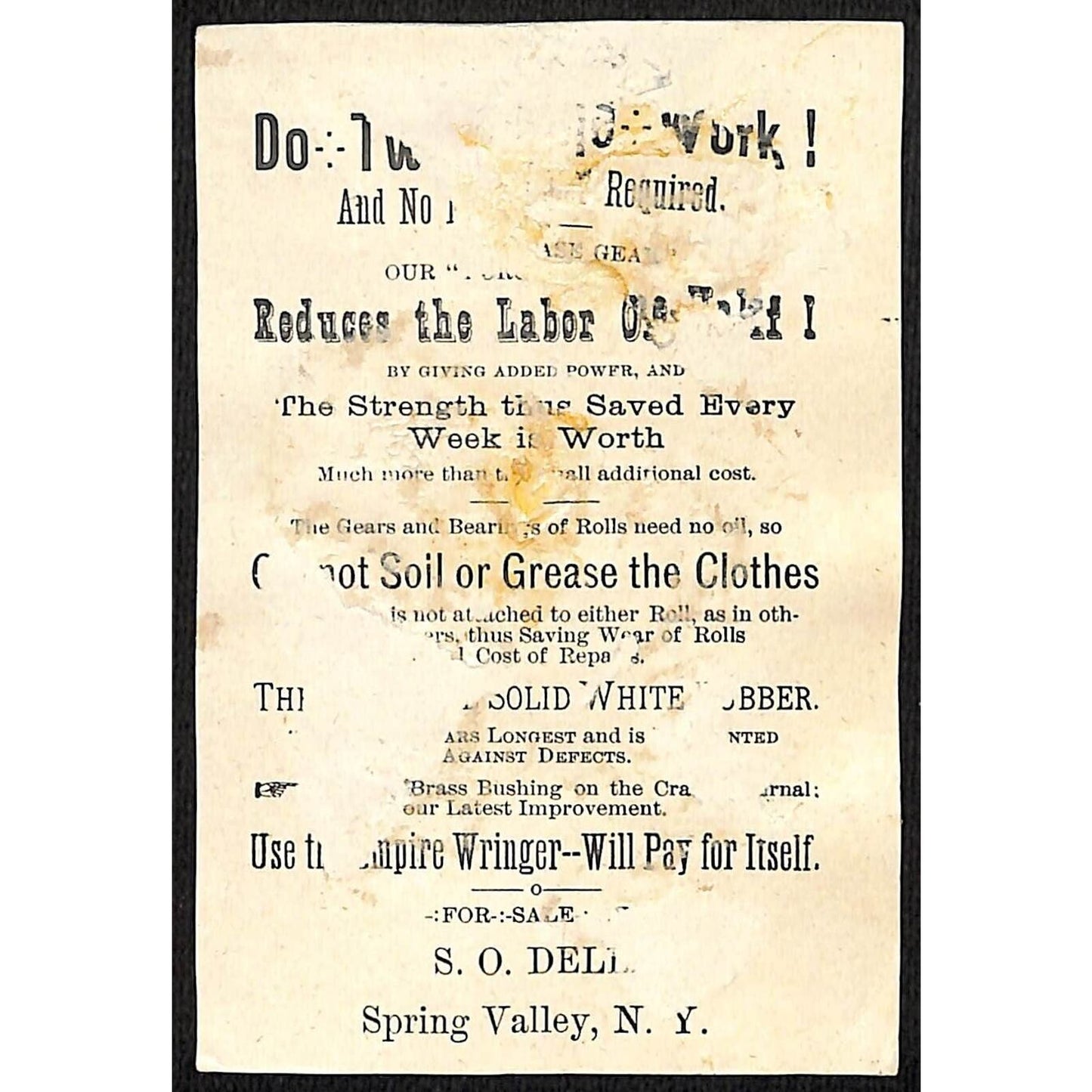 Empire Roller Clothes Wringer Victorian Trade Card George & Maude Cat