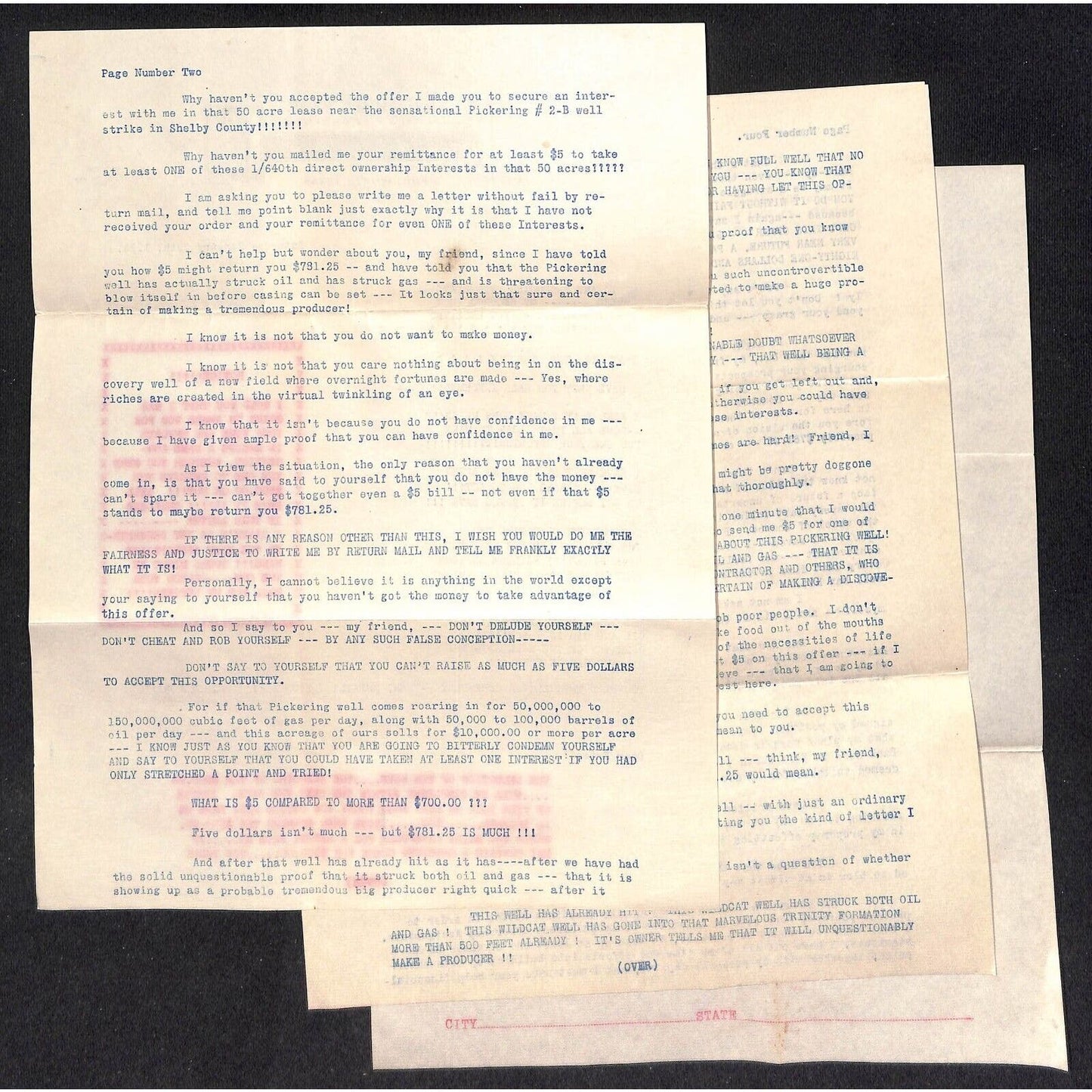 J.H. McKenzie Fort Worth 1933 Oil Lease & Royalties Lengthy Promotion Letter 4pp