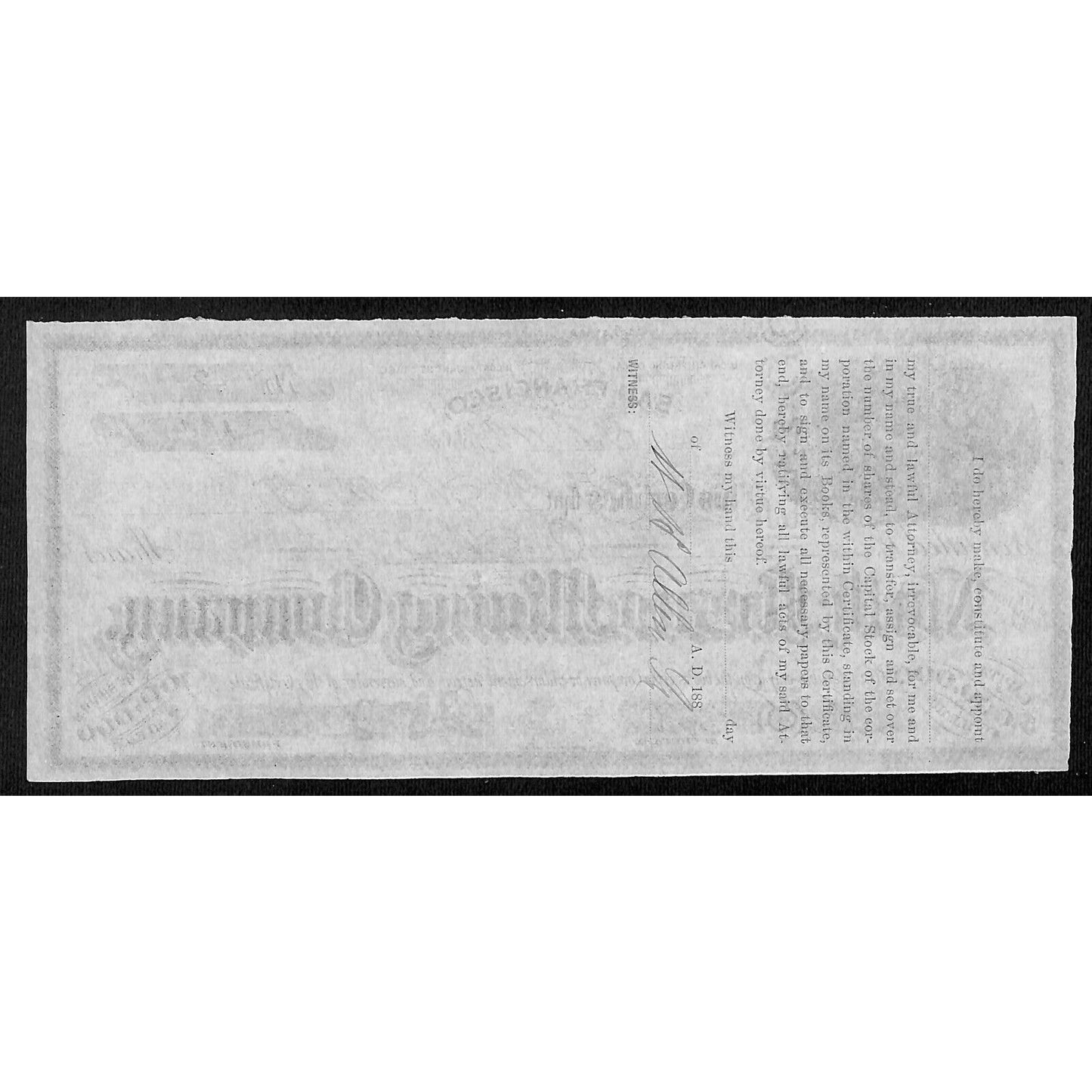 North Fresno Mining Company San Francisco 1880 Stock Certificate Scarce