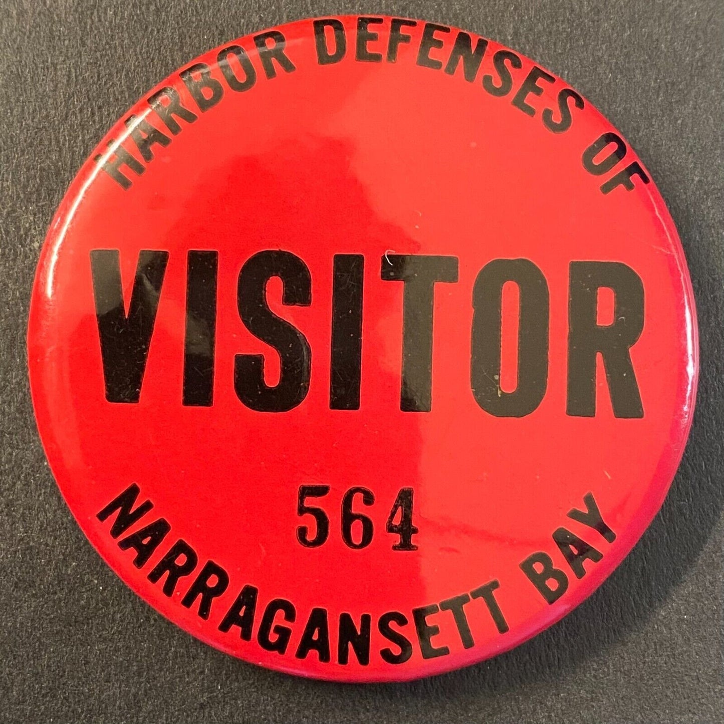 Harbor Defenses of Narragansett Bay "Visitor" 564 Steel Pinback 1 7/8" WWII Era