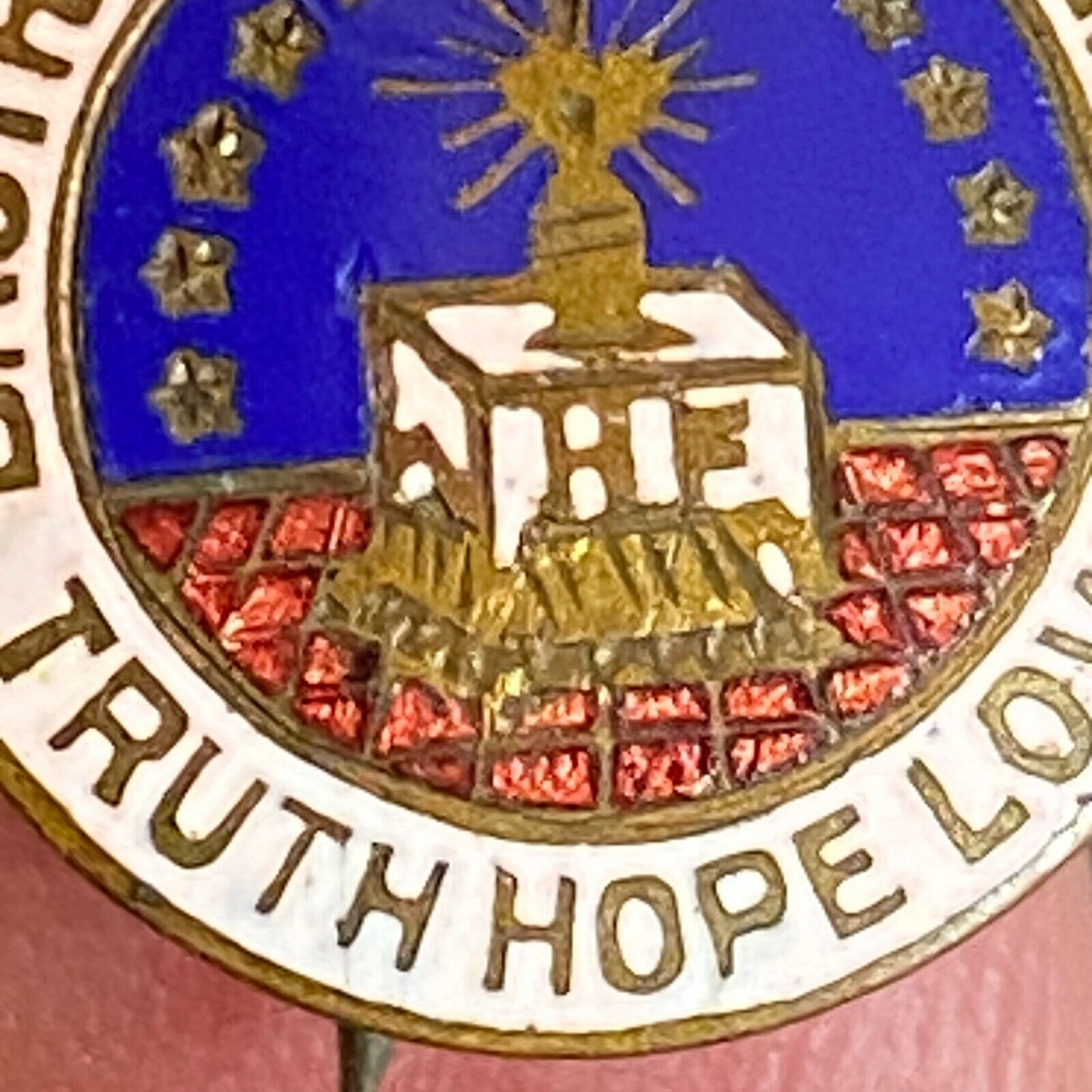 "Brotherhood of America" Truth Hope Love Color Enamel Lapel Pin 14mm