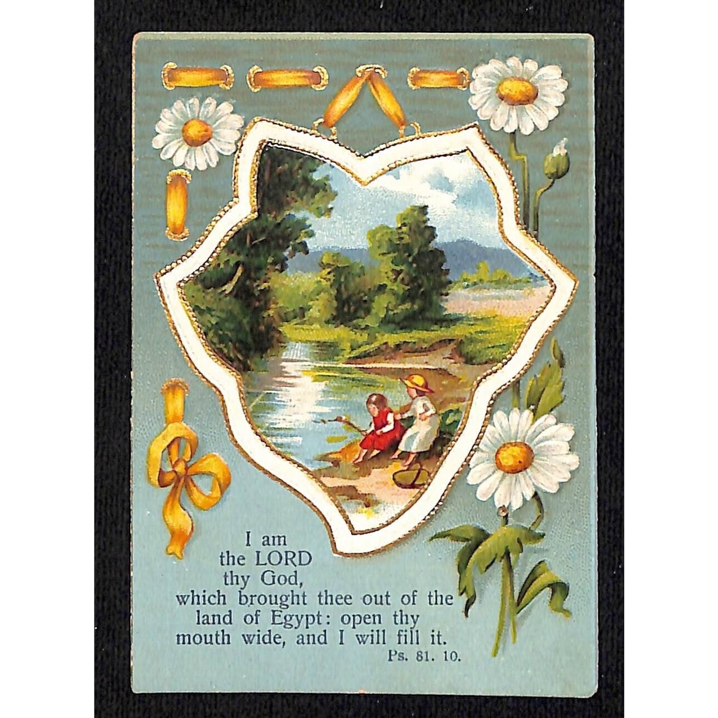 1908 Palms 81, 10 "I am the Lord they God..." Holy Card Embossed / Gilt