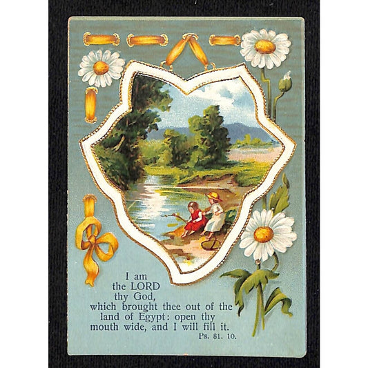 1908 Palms 81, 10 "I am the Lord they God..." Holy Card Embossed / Gilt