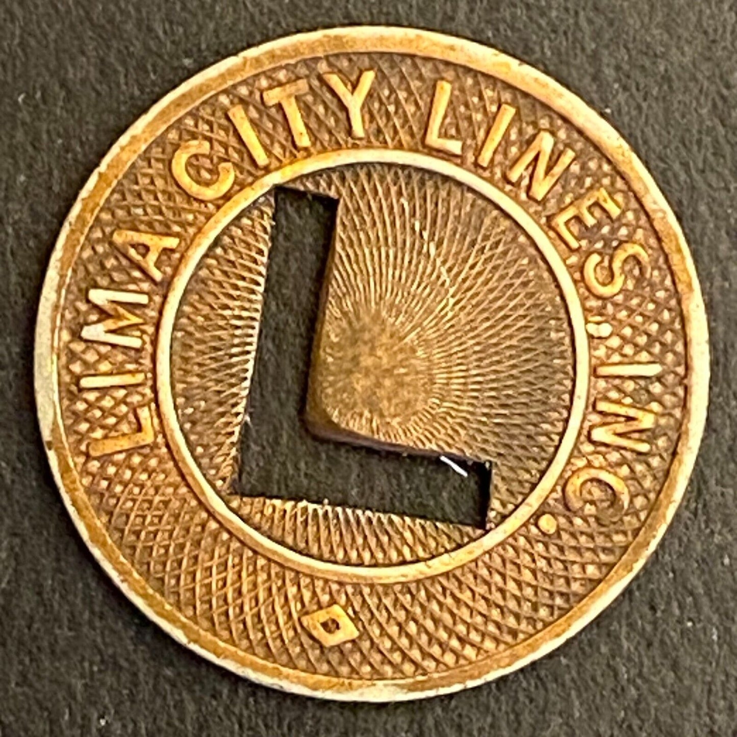 Lima City Lines (Ohio) G/F One Fare Transit Token 16mm c1946 (#4)