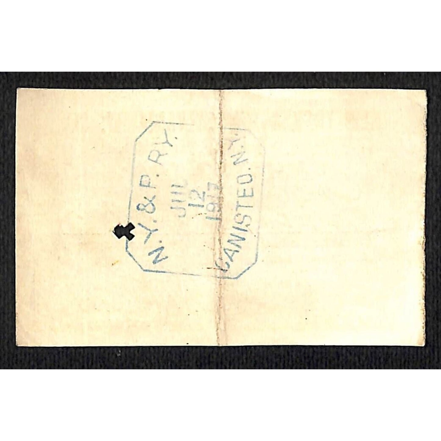 New York & Pennsylvania Railroad RY July 12 1917 Greenwood 1/2 Fare Ticket #5227