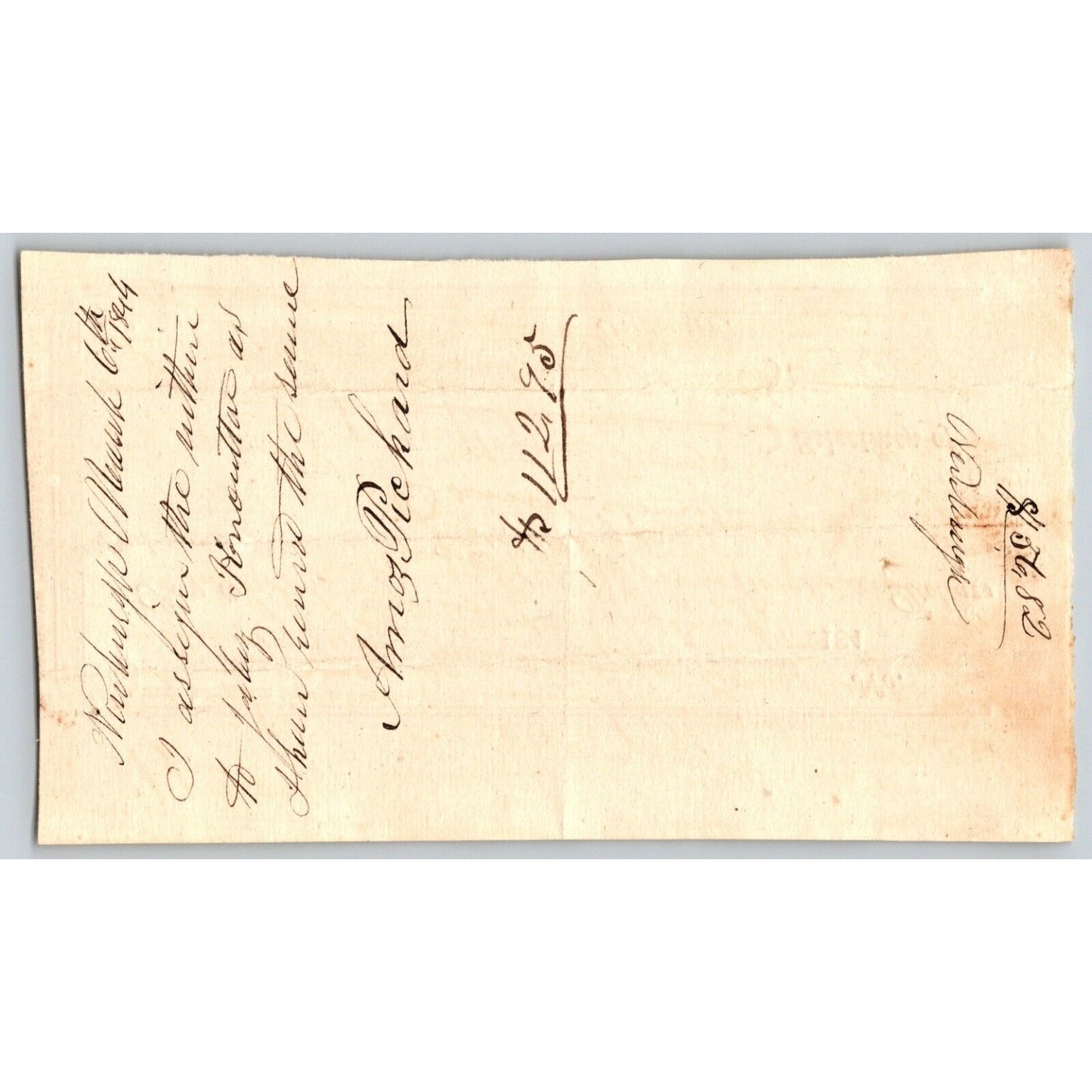 1844 Jabez Knowlton* Newburgh ME Town Check to Amos Pickard for Teaching