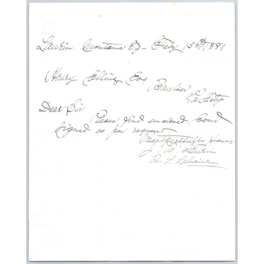 Feb 15 1881 ALS J.B. Laurin** Laurin, MT to Henry Elling* Virginia City, MT