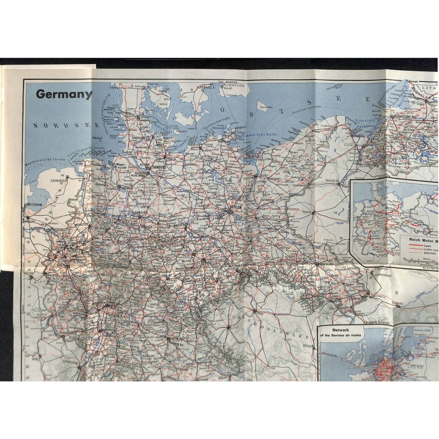 1937 "Travel in Germany" Travel Brochure 51pp w/ 16 3/4" x 19 1/2" FO Map