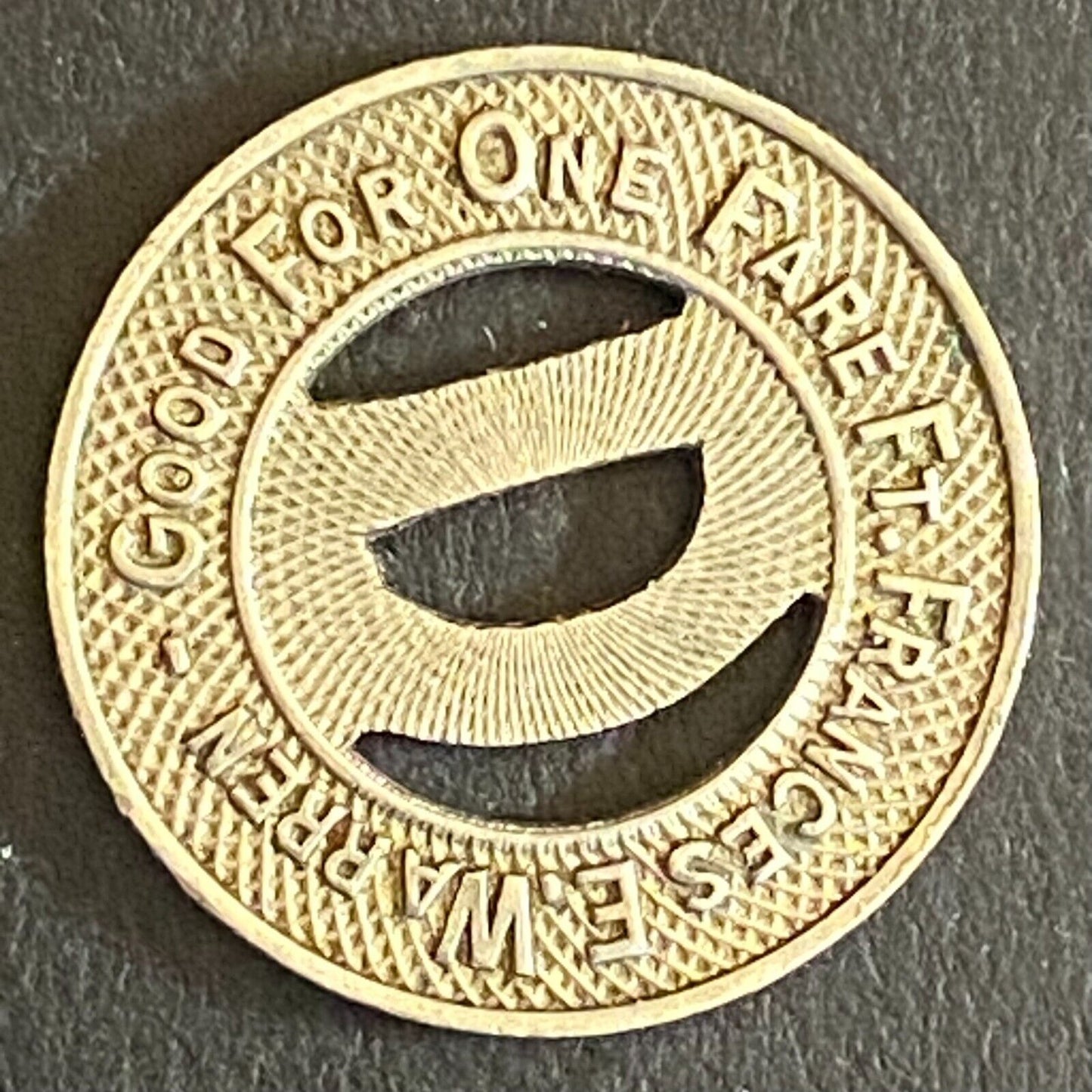 Cheyenne Motor Bus Co. Ft. Frances E. Warren G/F One Fare Token c1930 16mm