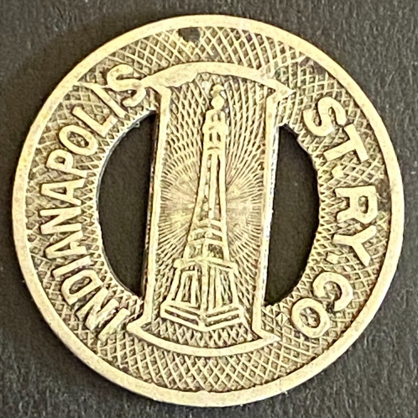 Indianapolis St. Ry. Co. G/F One Fare Transit Token 16mm