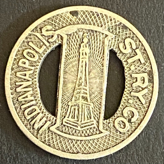 Indianapolis St. Ry. Co. G/F One Fare Transit Token 16mm