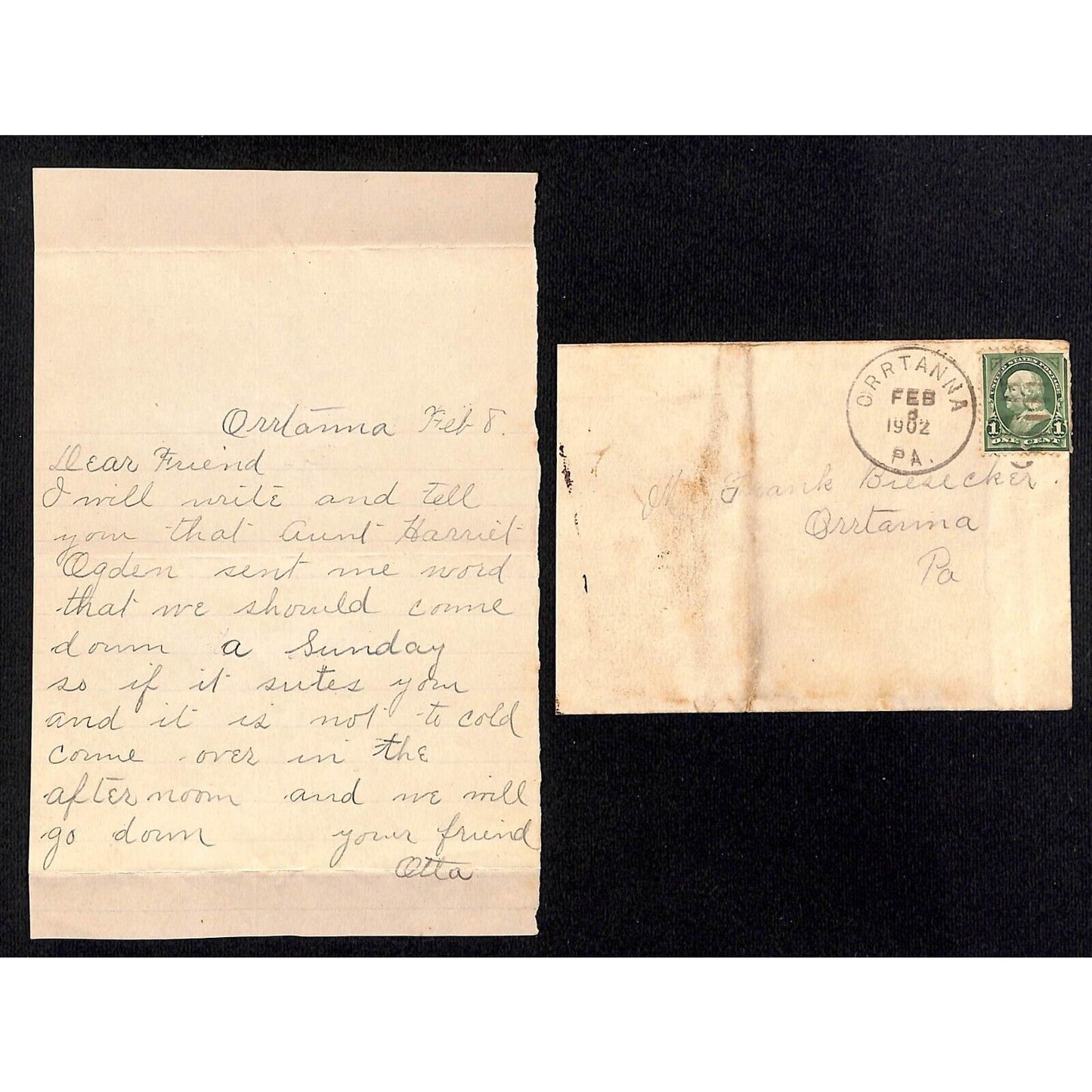 8 1902-03 Mostly "Biesecker / Orrtanna PA" ALS / Correspondence / Letters Covers