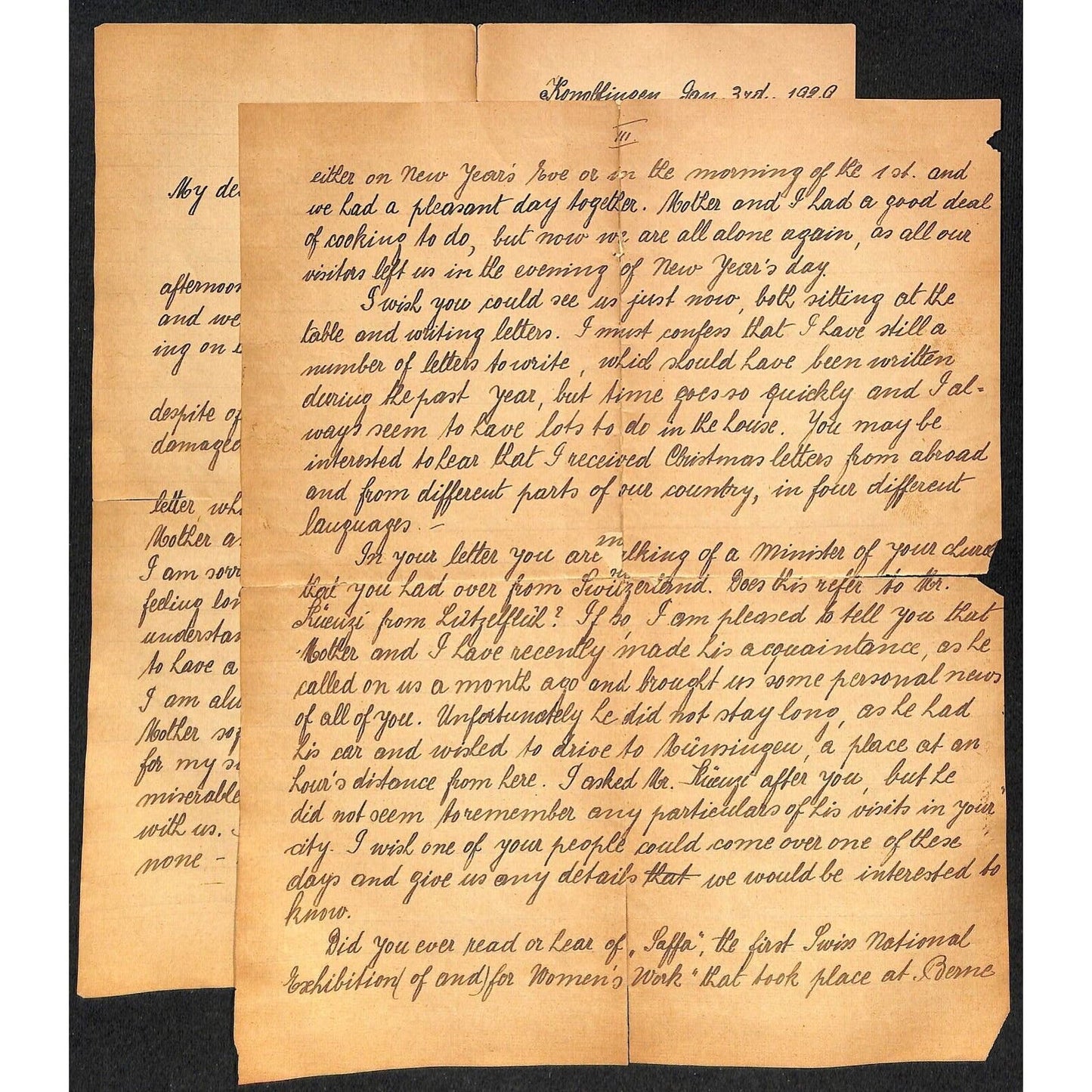 1929 2pp ALS Correspondence to Cousin - Very Unique Legible Hand Writing