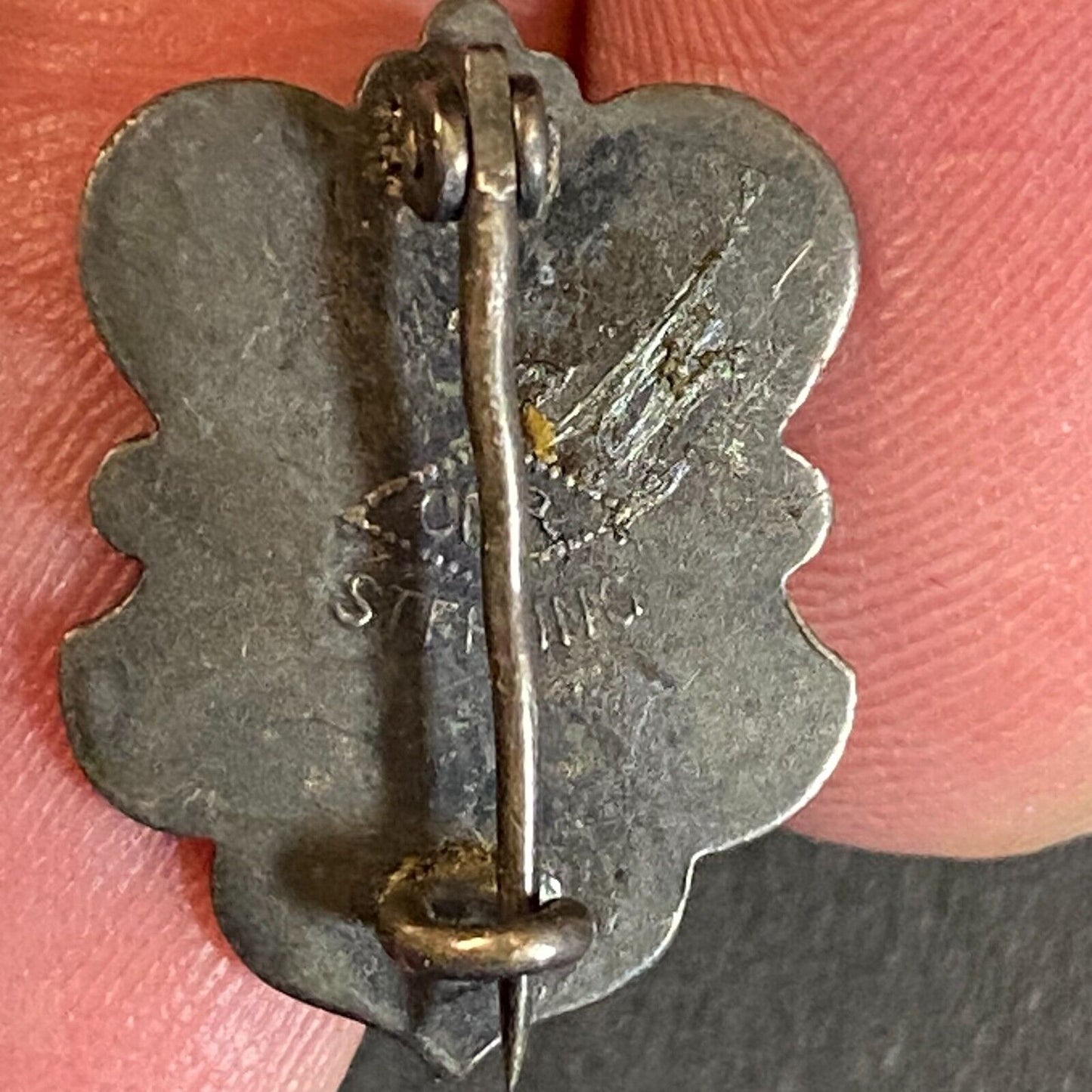NHS High School?? Color Enameled Lapel Pin 20mm - Marked Sterling Unknown Origin