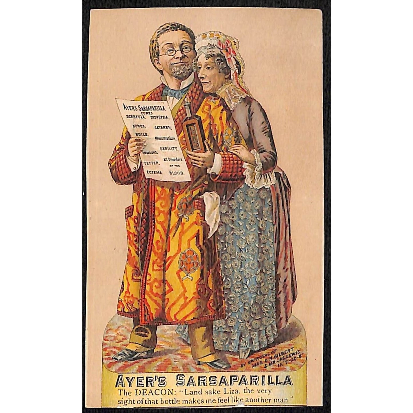 Ayer's Sarsaparilla "The Deacon" Victorian Trade Card Trimmed