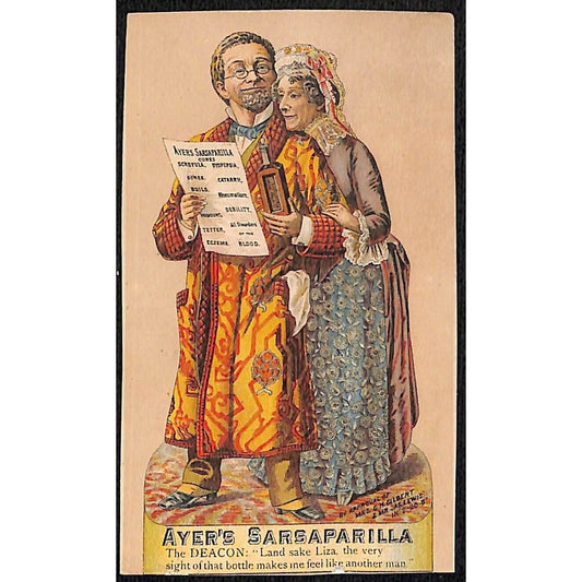 Ayer's Sarsaparilla "The Deacon" Victorian Trade Card Trimmed