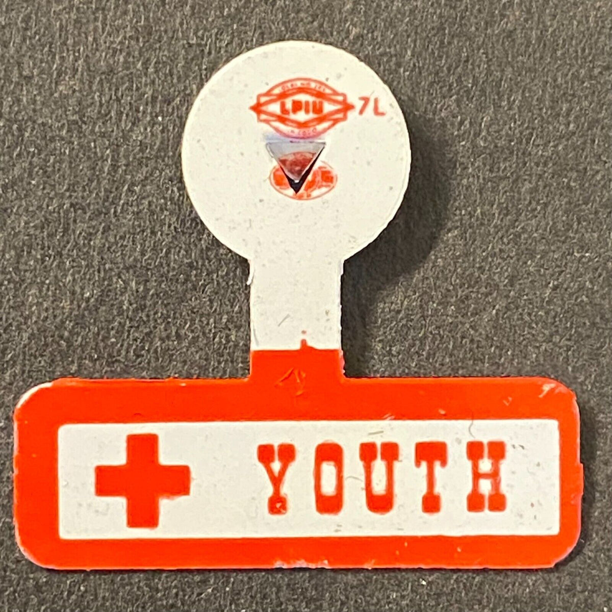 Red Cross Red "Youth" Small Steel Fold Over Pin c1940's-50's VGC 7/8"