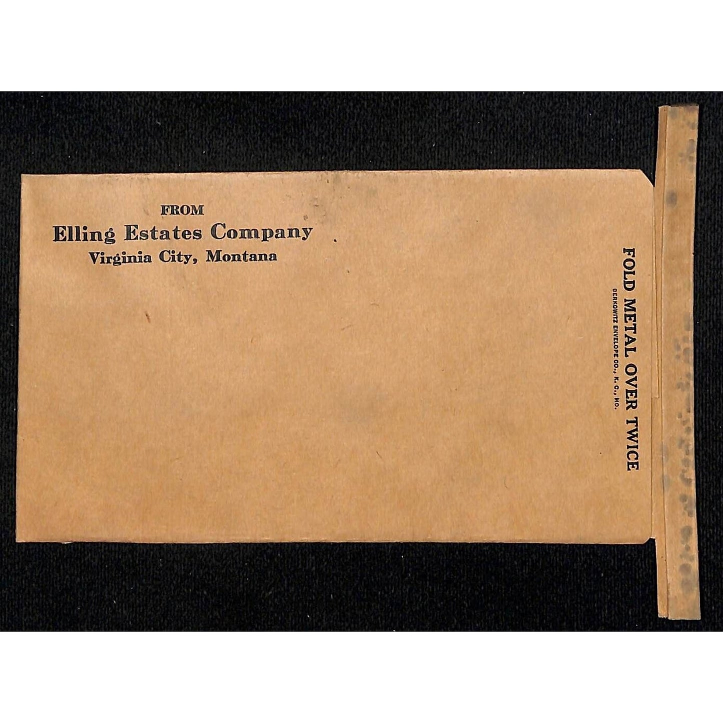 Virginia City, MT Elling* Estates Company c1920's-40's Berkowitz Envelope (#2)