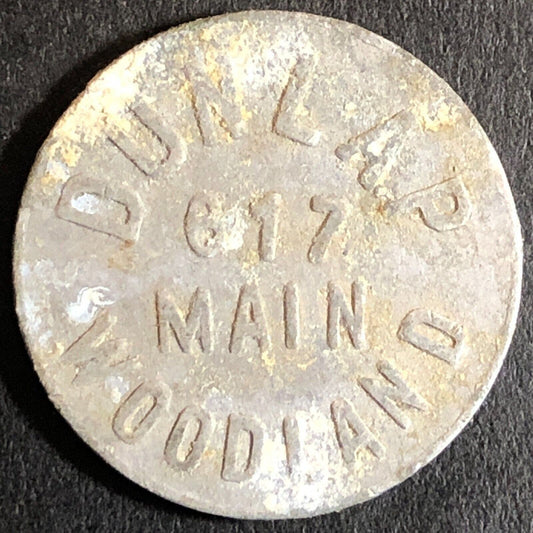 Dunlap (Charles / Cigars) c1920's G/F 10c Alum Trade Token 21mm Woodland CA