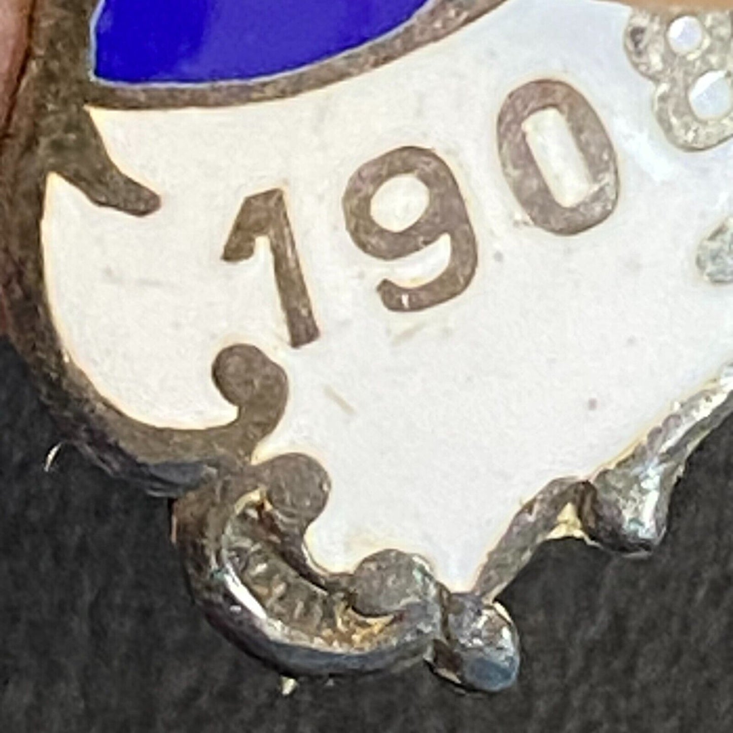 GGS 1908 (High School ?) Color Enamel Lapel Pin 21mm - Marked Sterling