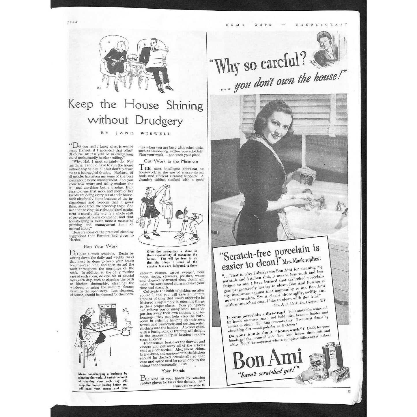 Home Arts Needlecraft Magazine March 1938 34pp Tons of Ads Good Condition