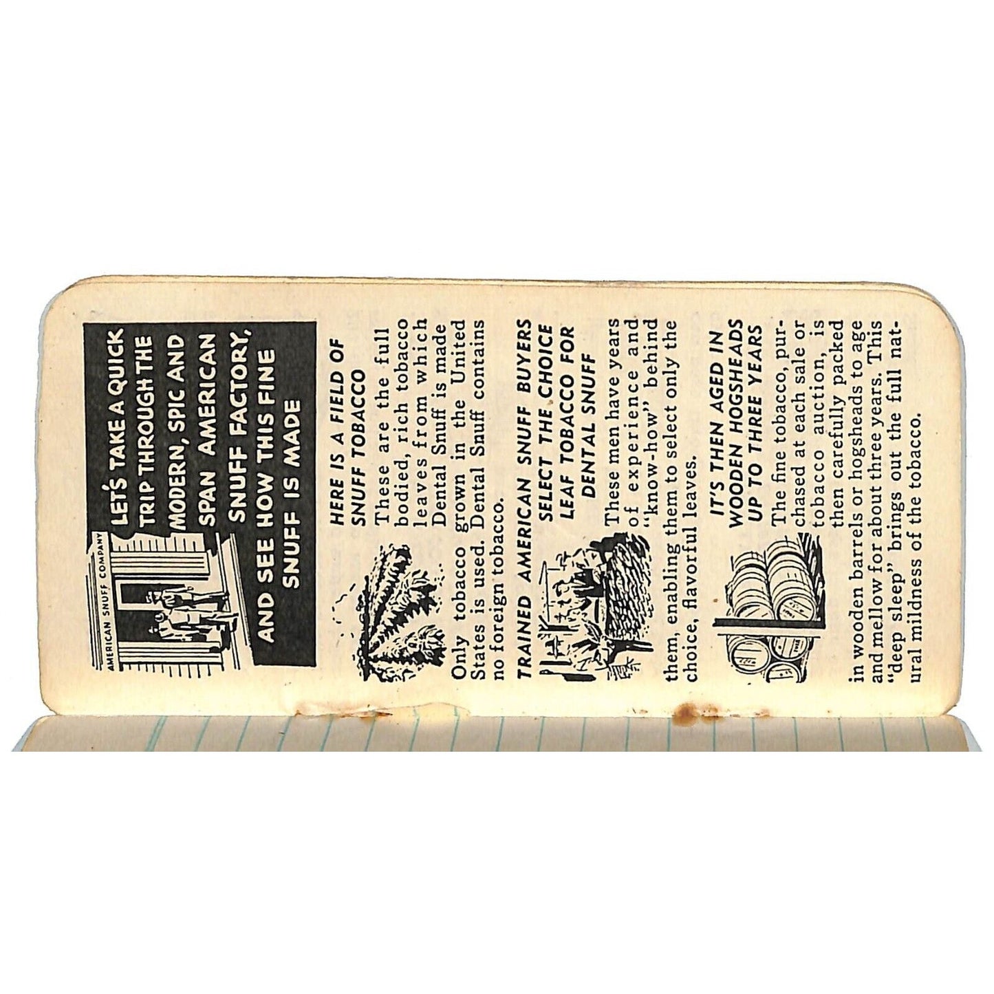 Ivey, Owen & Co. Dental Snuff / Scotch Snuff / Sweet Snuff Notepad 16pp c1930's
