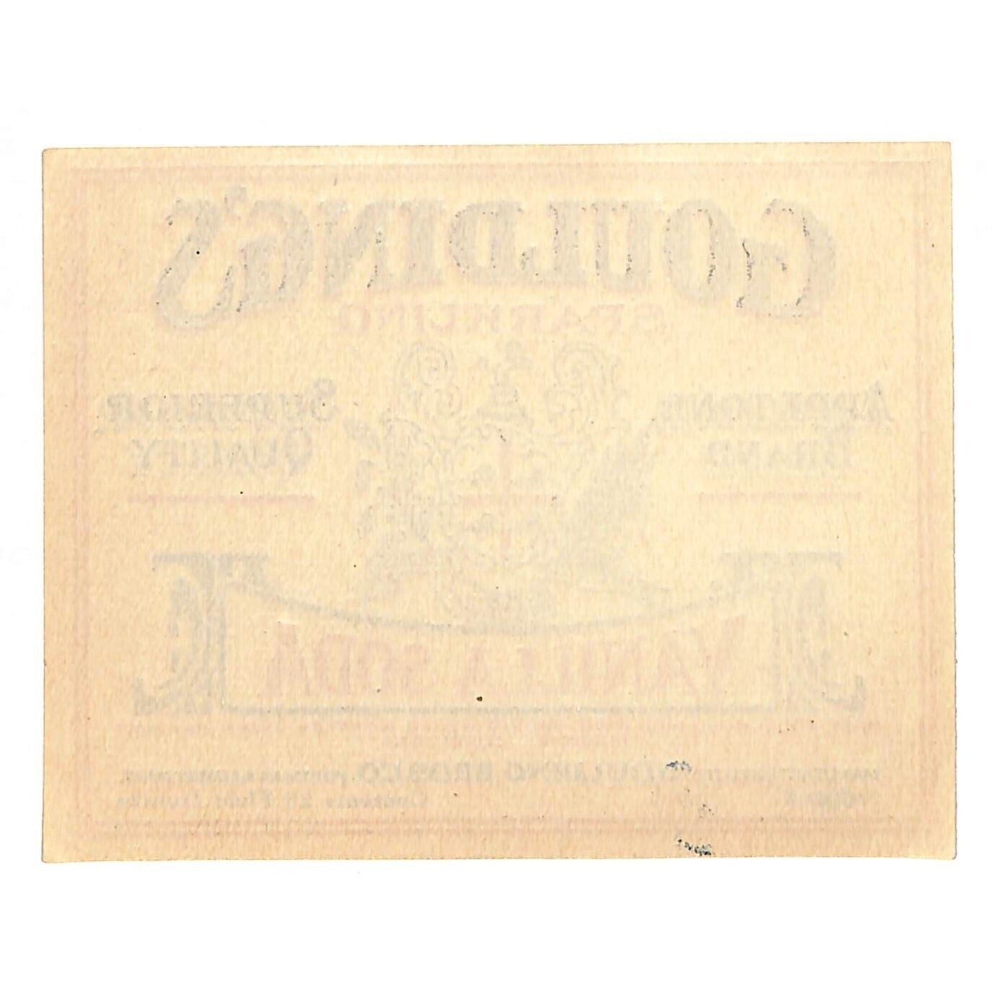 Goulding's Vanilla Soda Goulding Bros. Whitman MA Soda Bottle Label c1925-35
