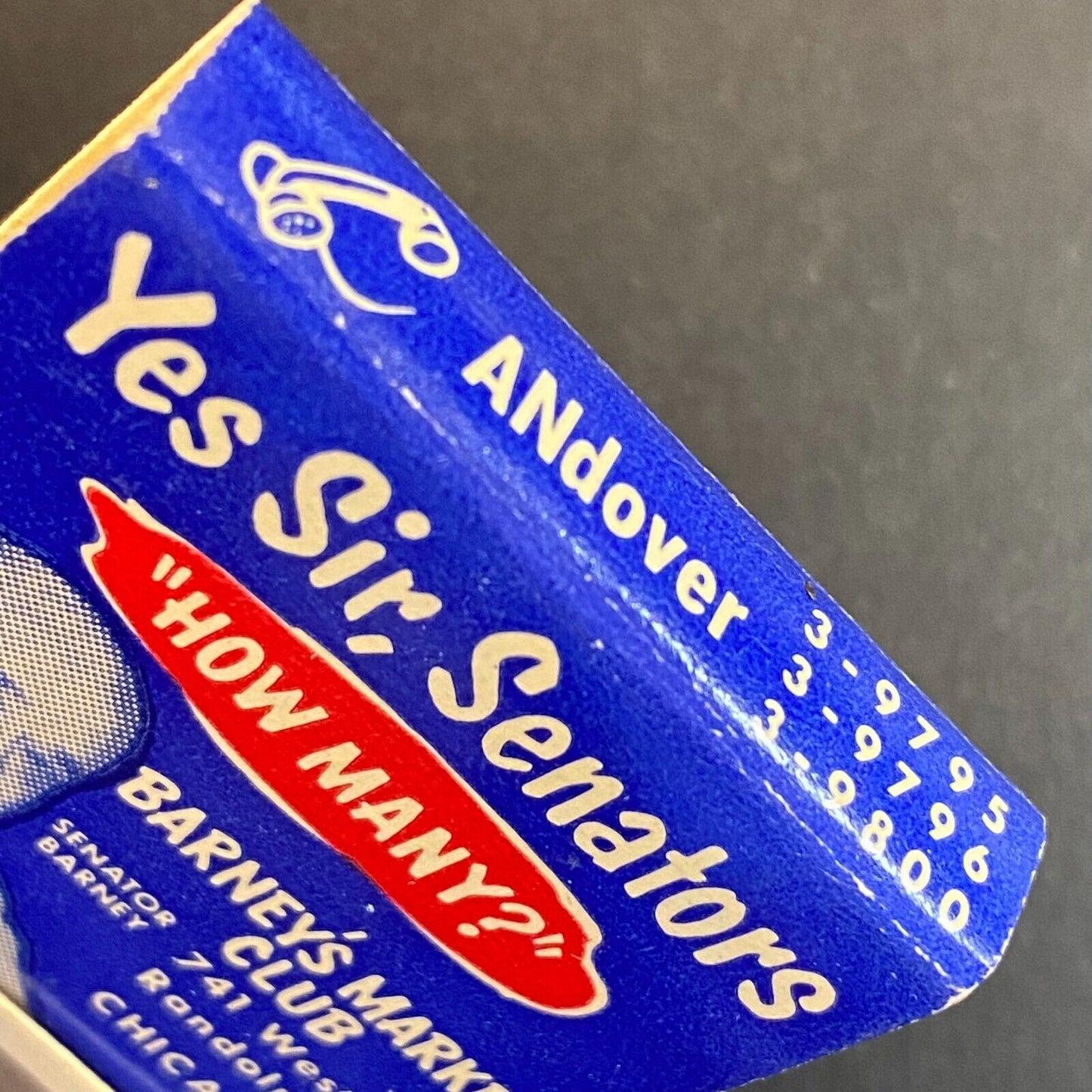 Barney's Market Club Chicago "Yes Sir, Senators" c1950's Full Matchbook VGC