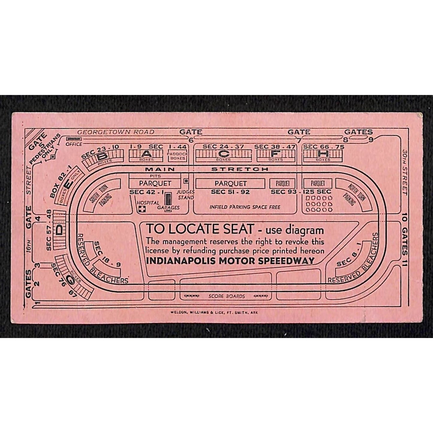 1947 Indy 500 Ticket / IMS 500 Mile Sweepstakes Ticket Stub Seat 2 VGC