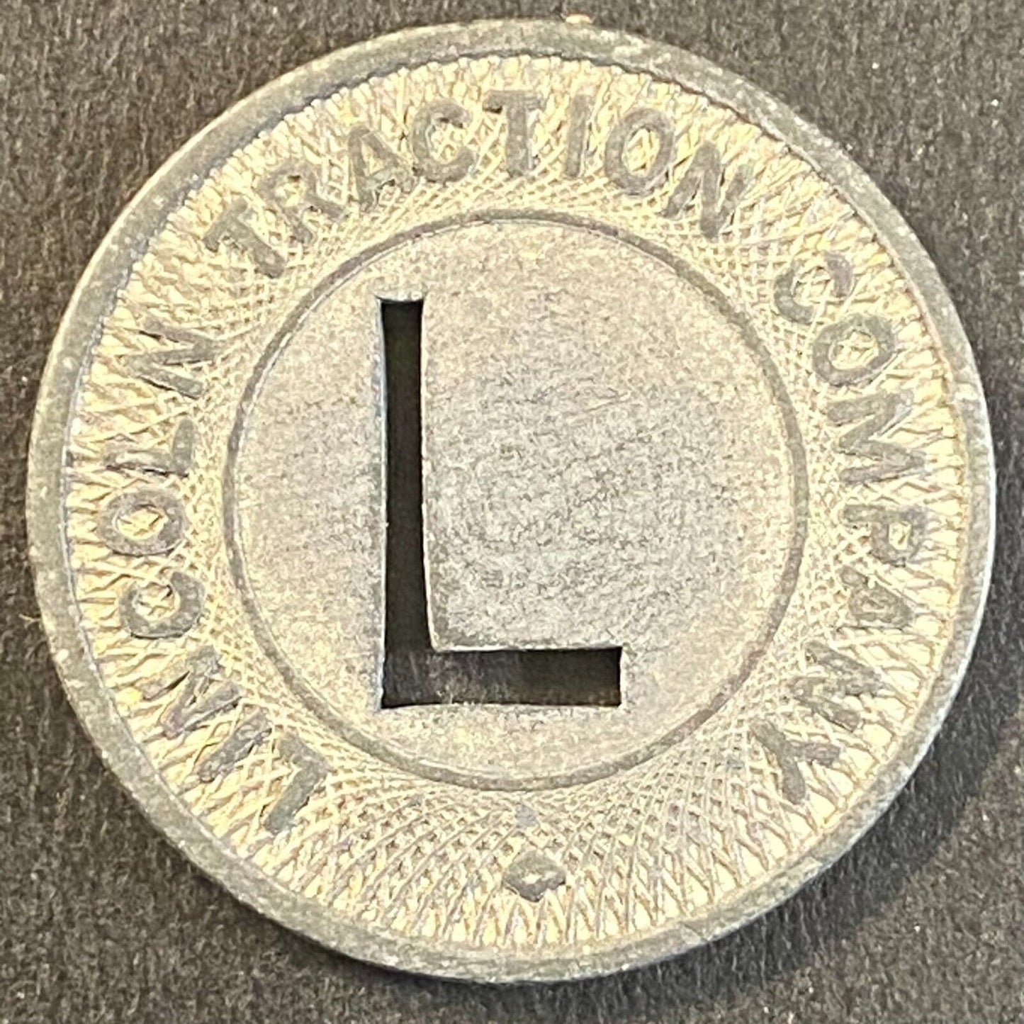 Lincoln Traction Company G/F One Air Base Fare Zinc Transit Token c1943 22.6mm