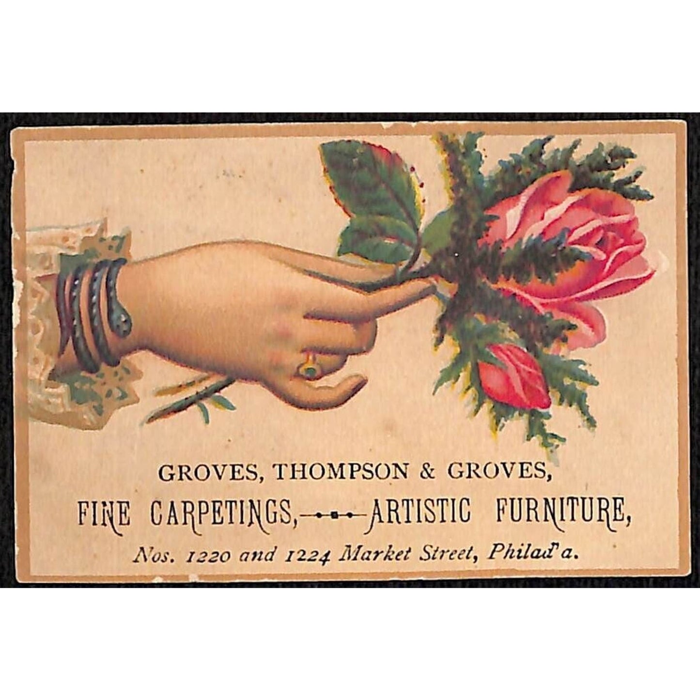 Groves, Thompson & Groves Artistic Furnishings Phila. Victorian Trade Card