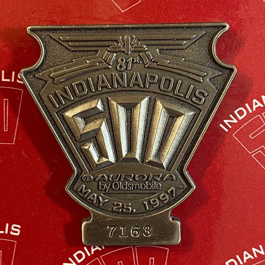 1997 Indianapolis 500 VIP Pit Pass Pinback on Card w/ Bud Racing Lanyard Sleeve