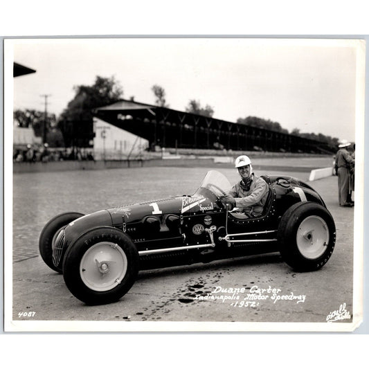 Duane Carter IMS 1952 Auto Racing 8" x 10" Photo VGC Stamped O'Dell-Shields