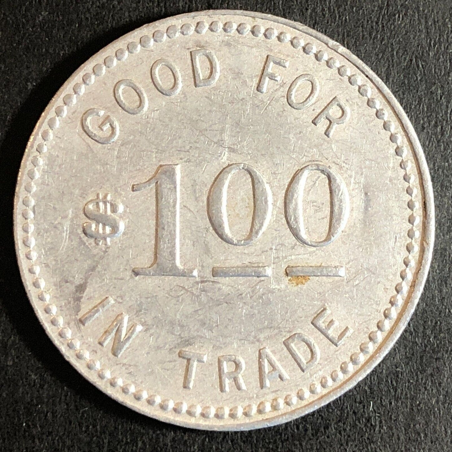 Gridley, IL Von's Grocery Alum G/F $1 Trade Token 31mm c1960's