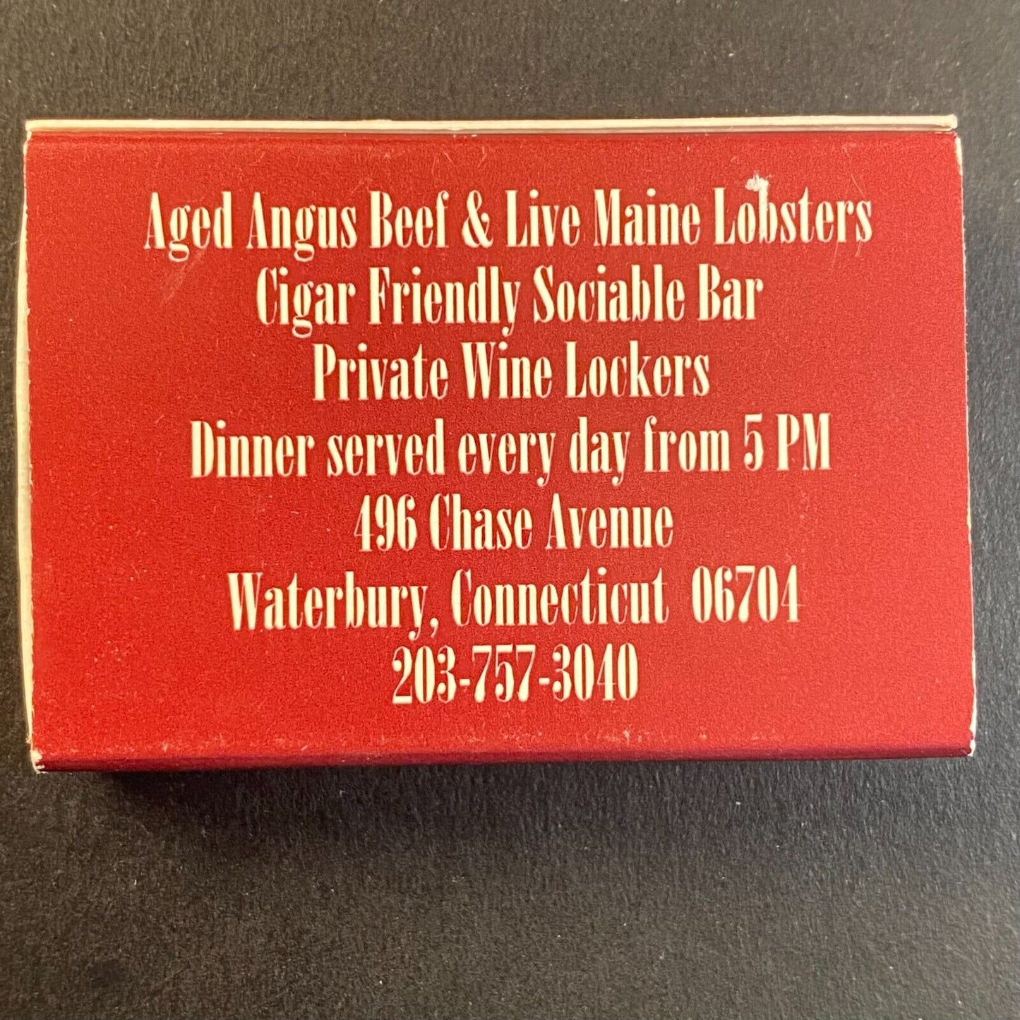Carmen Anthony Steakhouse Restaurant Waterbury, CT Vintage Matchbox VGC Scarce