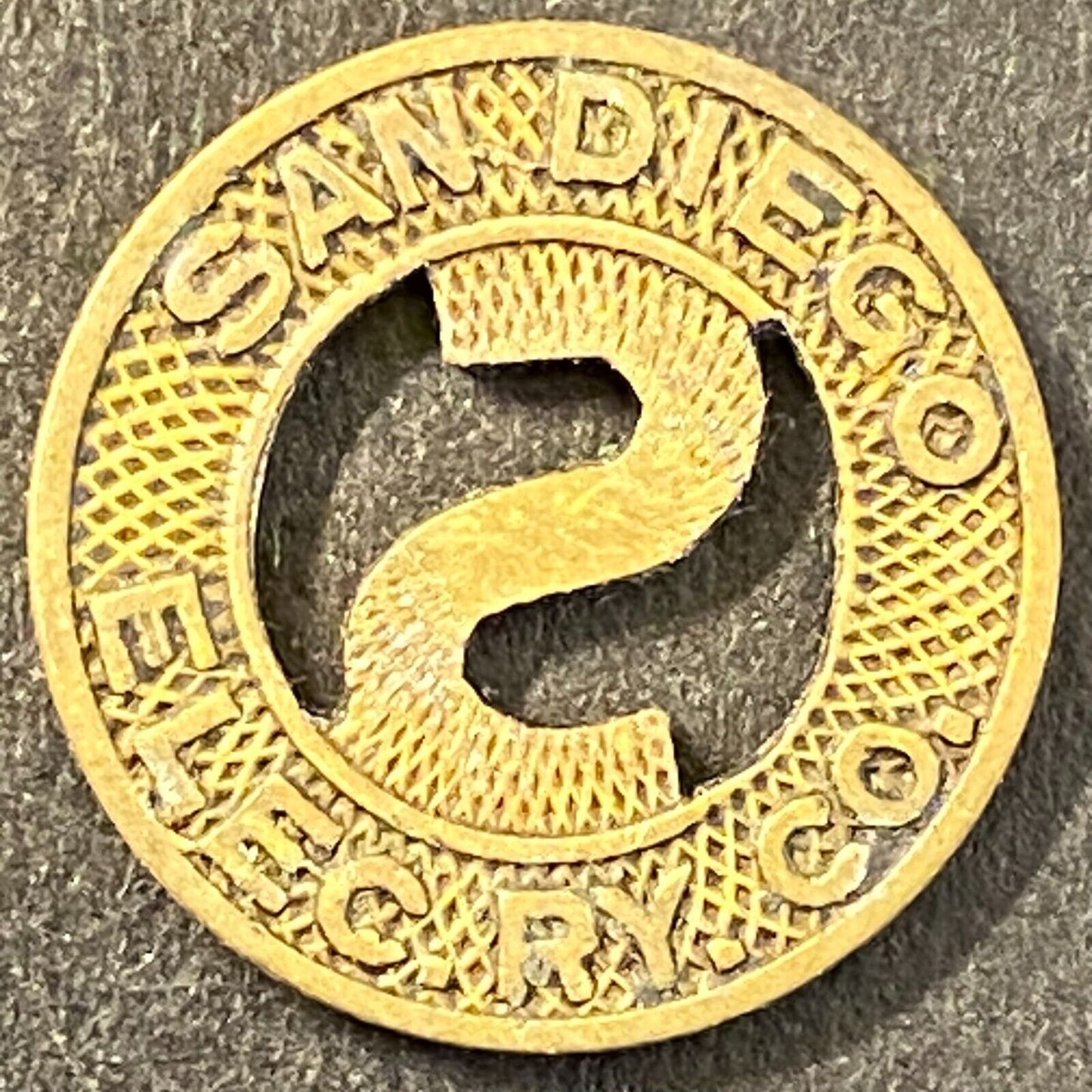 San Diego Elec. RY. Co. G/F One Full Fare Transit Token 16mm