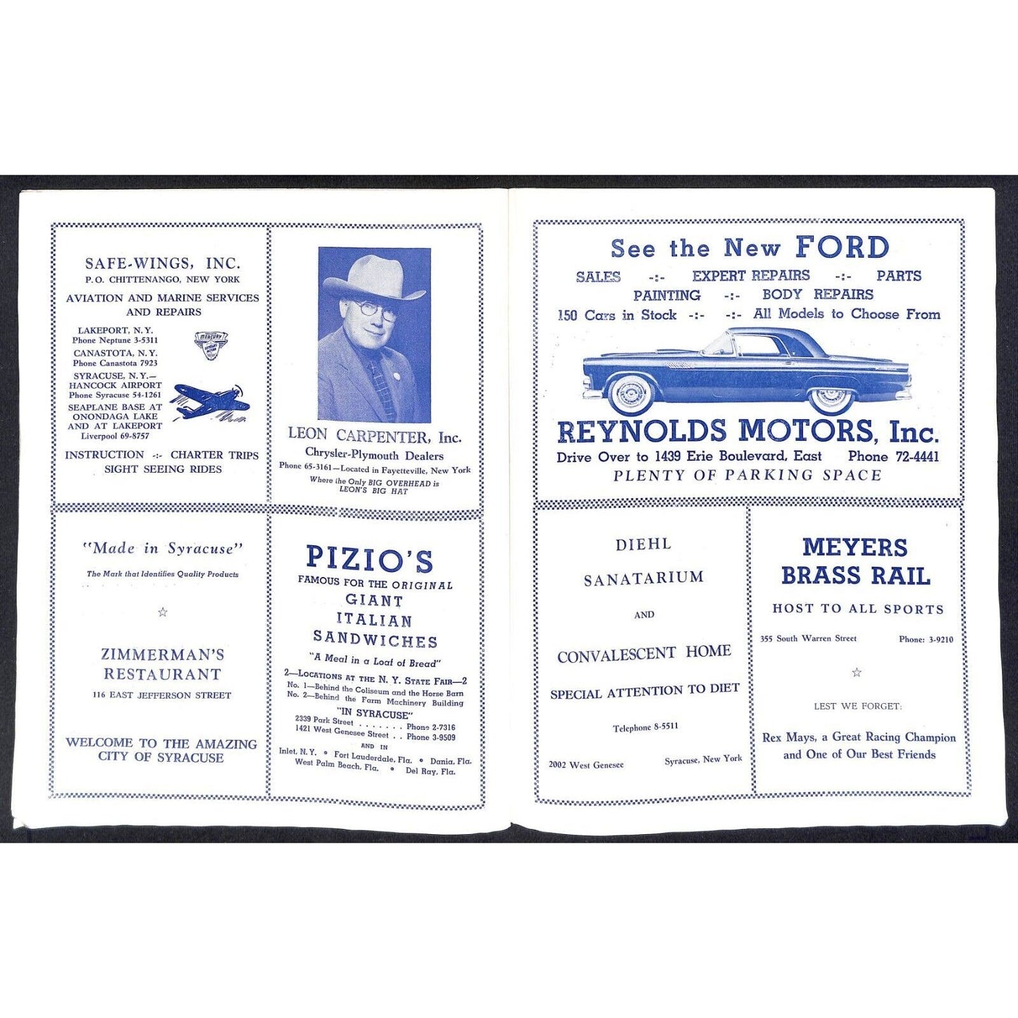 New York State Fair Auto Racing Program Stock Car Sept. 1955 24pp Scarce
