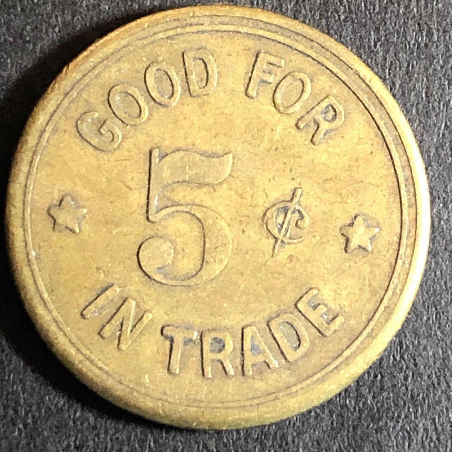 C.S.D. Charles Dunlap Cigars Woodland CA Brass G/F 5c c1920's Trade Token - 21mm