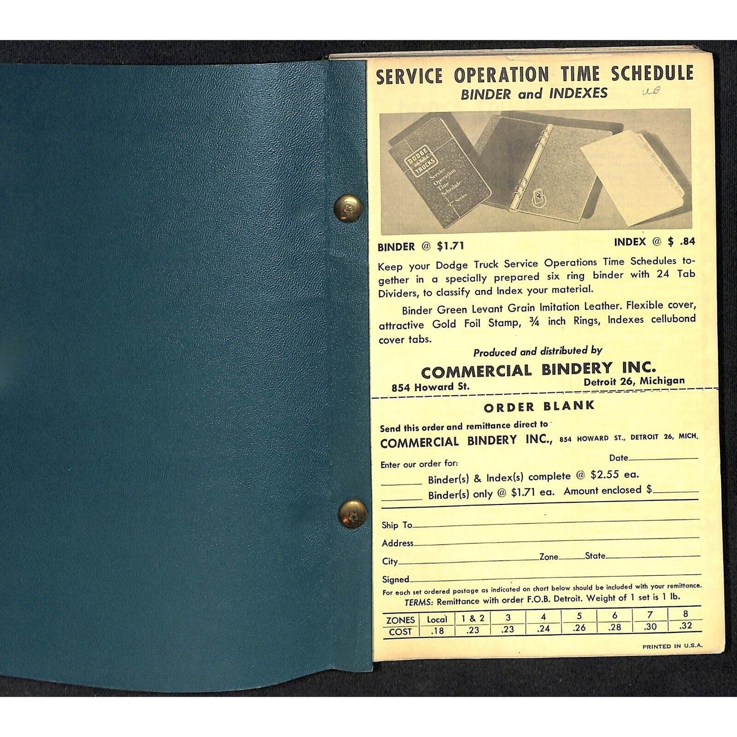 c1955 C Series 1-3 Dodge Trucks Service Operation Time Schedule Manual 100+pp VG